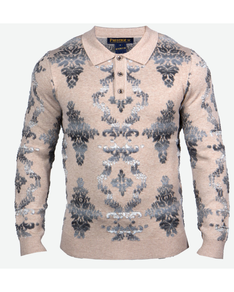 Prestige Prestige L/S Polo Towel Textured Sweater
