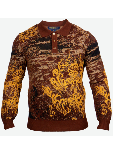 Prestige Prestige L/S Polo Abstract Sweater