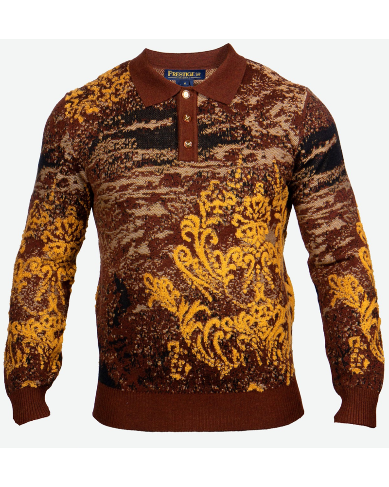 Prestige Prestige L/S Polo Abstract Sweater