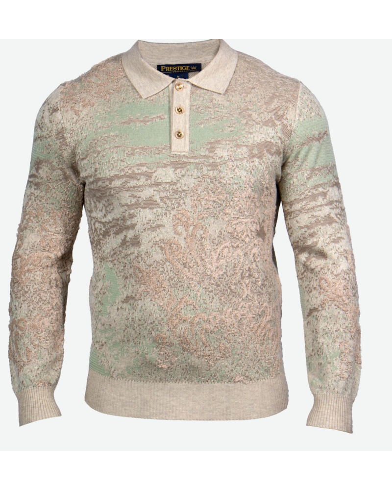 Prestige Prestige L/S Polo Abstract Sweater