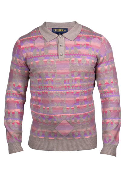 Prestige Prestige L/S Aztec Polo Sweater
