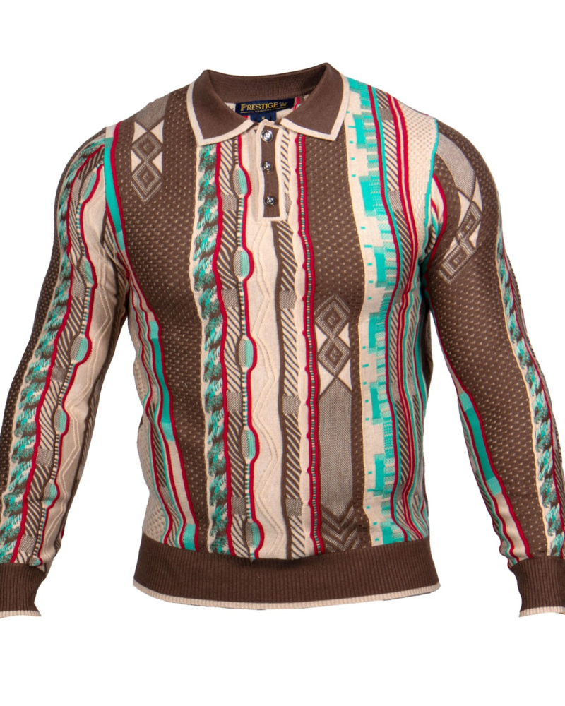 Prestige Prestige L/S Coogi Pattern Polo Sweater