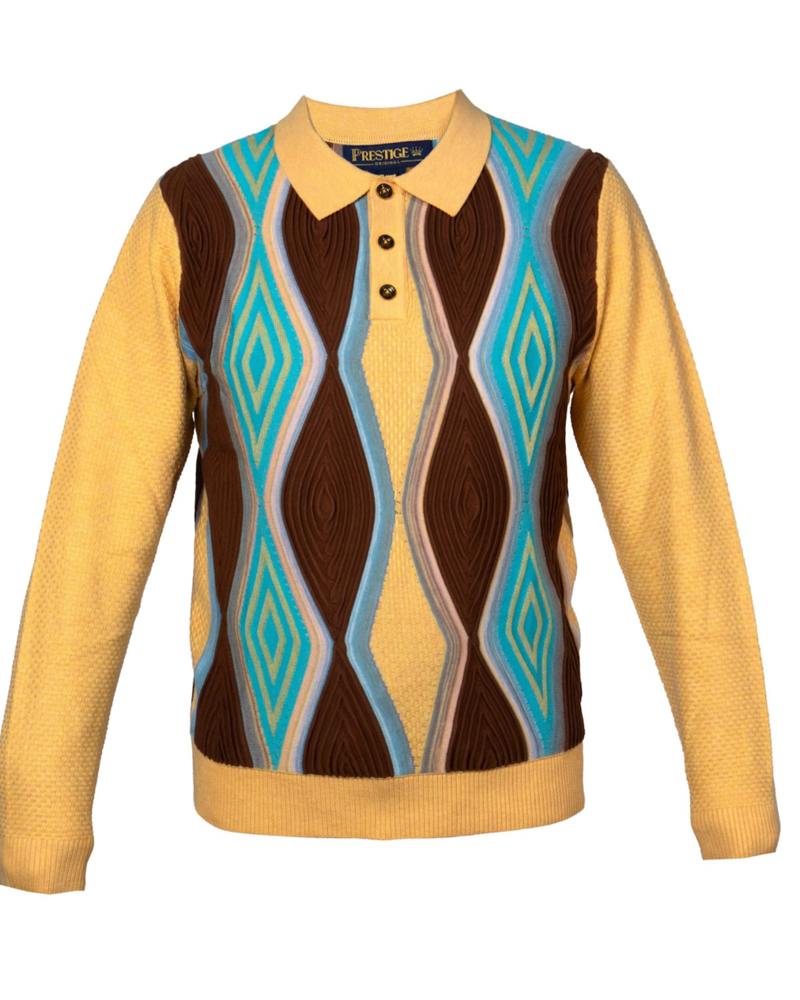 Prestige Prestige L/S Diamond Polo Sweater