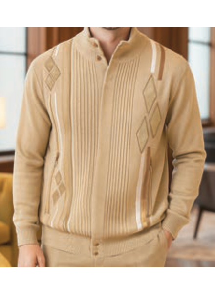 Silversilk Silversilk Diamond Argyle Zip Sweater