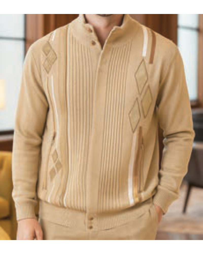 Silversilk Silversilk Diamond Argyle Zip Sweater
