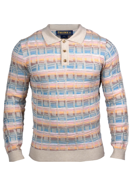 Prestige Prestige L/S PoloTextured Square Sweater