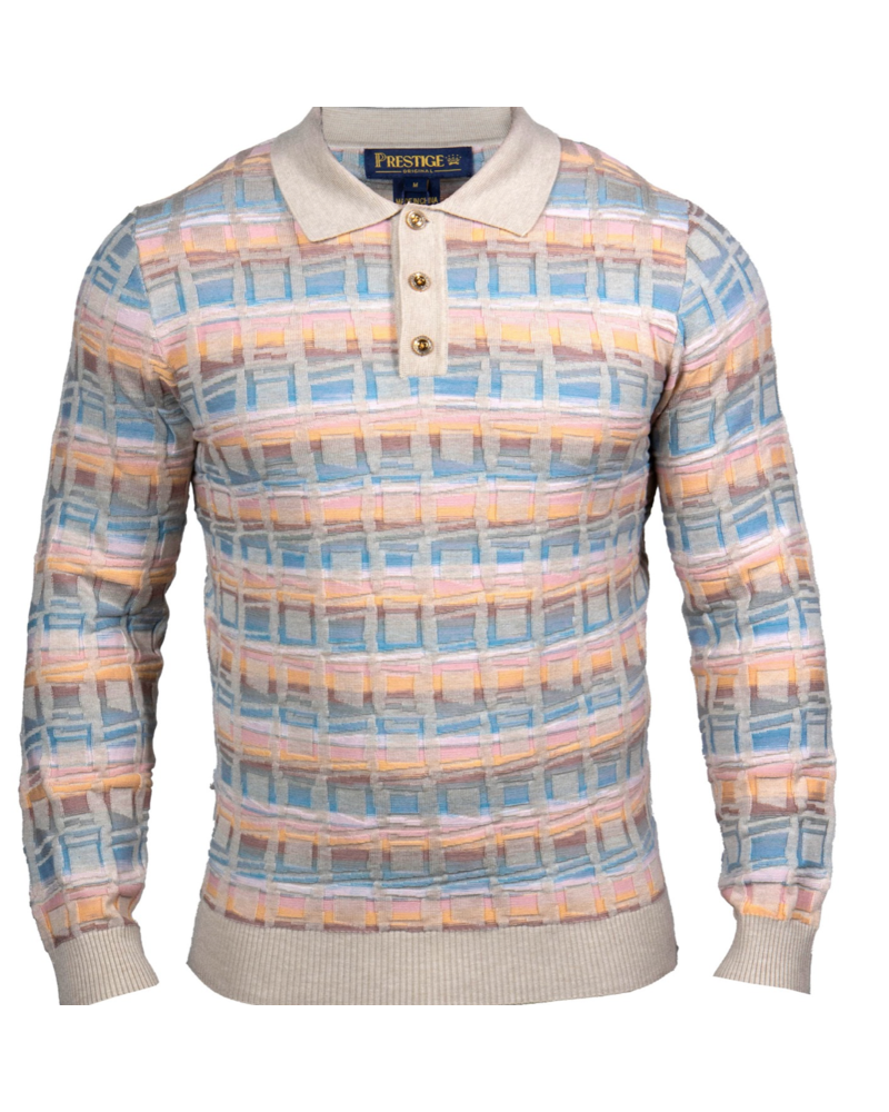 Prestige Prestige L/S PoloTextured Square Sweater