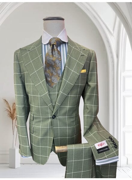 Tiglio Tiglio 1B Peak Lapel Vested Suit  (Orvietto)