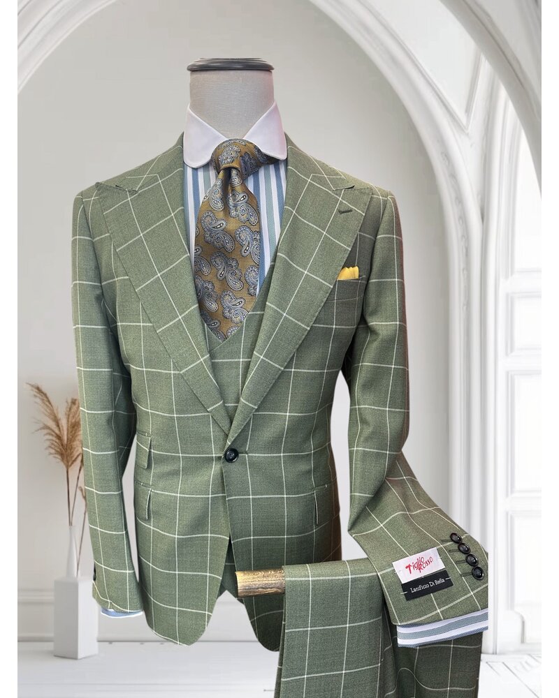 Tiglio Tiglio 1B Peak Lapel Vested Suit  (Orvietto)