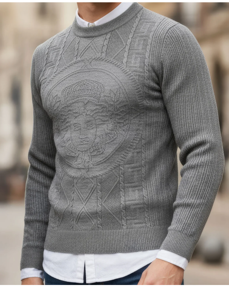 Barabas Barabas Greek Key Crew Neck Sweater