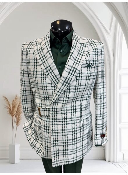 Manzini Manzini Buckle Plaid Blazer