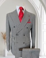 Mazari Double Breasted Houndstooth Suit