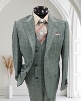 Tiglio Tiglio 2B Peak Lapel Plaid Vested Suit