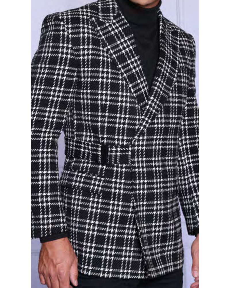 Manzini Manzini Buckle Plaid Blazer