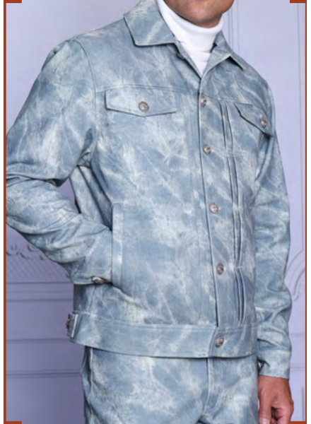 Manzini Distressed Faux Leather Jacket & Pant Set