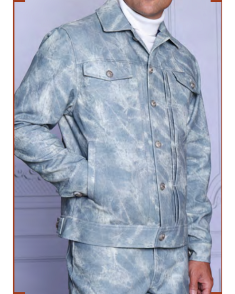 Manzini Distressed Faux Leather Jacket & Pant Set