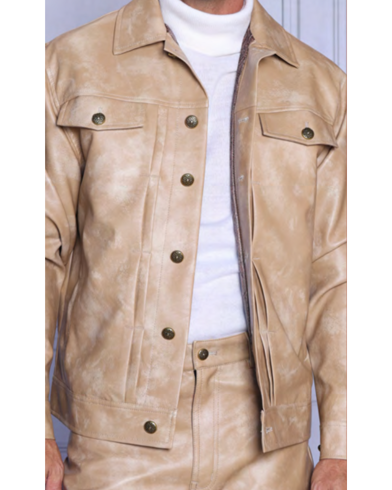Manzini Faux Leather Jacket & Pant Set