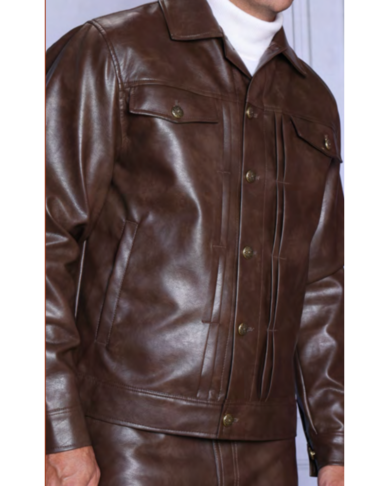 Manzini Faux Leather Jacket & Pant Set