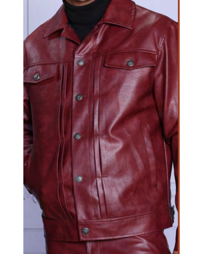 Manzini Faux Leather Jacket & Pant Set