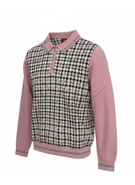 Cigar Cigar L/S Polo Houndstooth Sweater