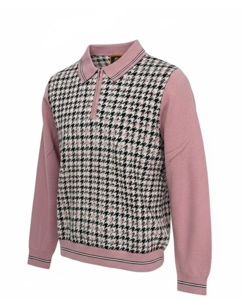 Cigar Cigar L/S Polo Houndstooth Sweater