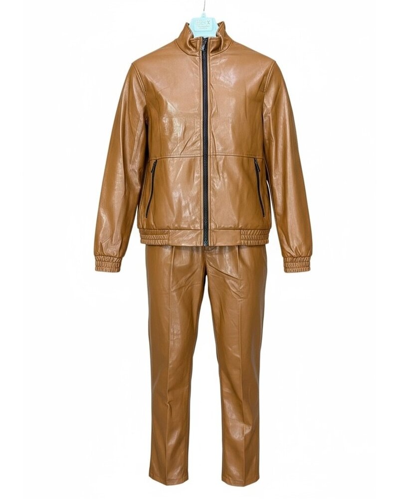 Cigar Cigar Pleather Bomber Jacket & Pant Set