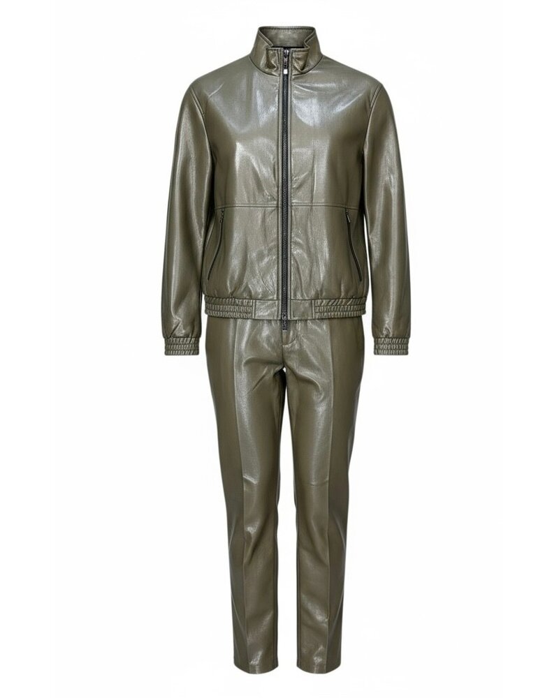 Cigar Cigar Pleather Bomber Jacket & Pant Set
