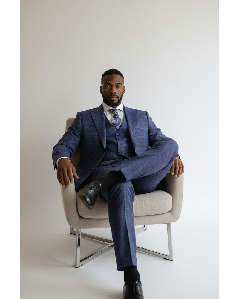 Tiglio Tiglio Wide Lapel Check Vested Suit