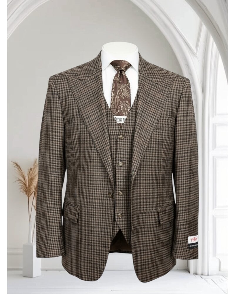 Tiglio Tiglio Wide Lapel Check Vested Suit