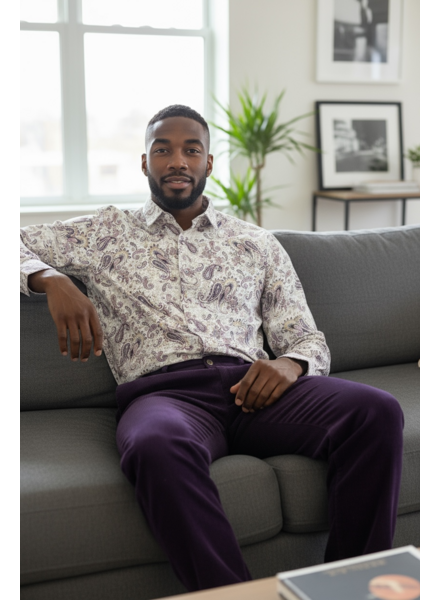 Cigar Cigar L/S Paisley Cotton Shirt