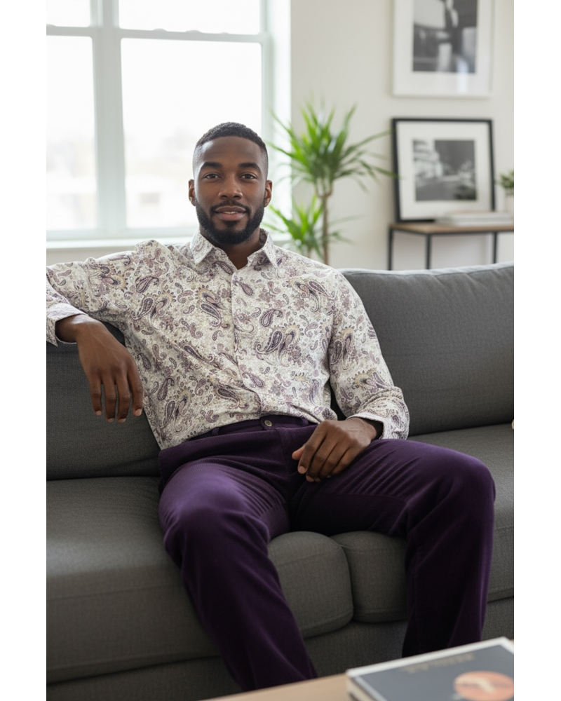 Cigar Cigar L/S Paisley Cotton Shirt