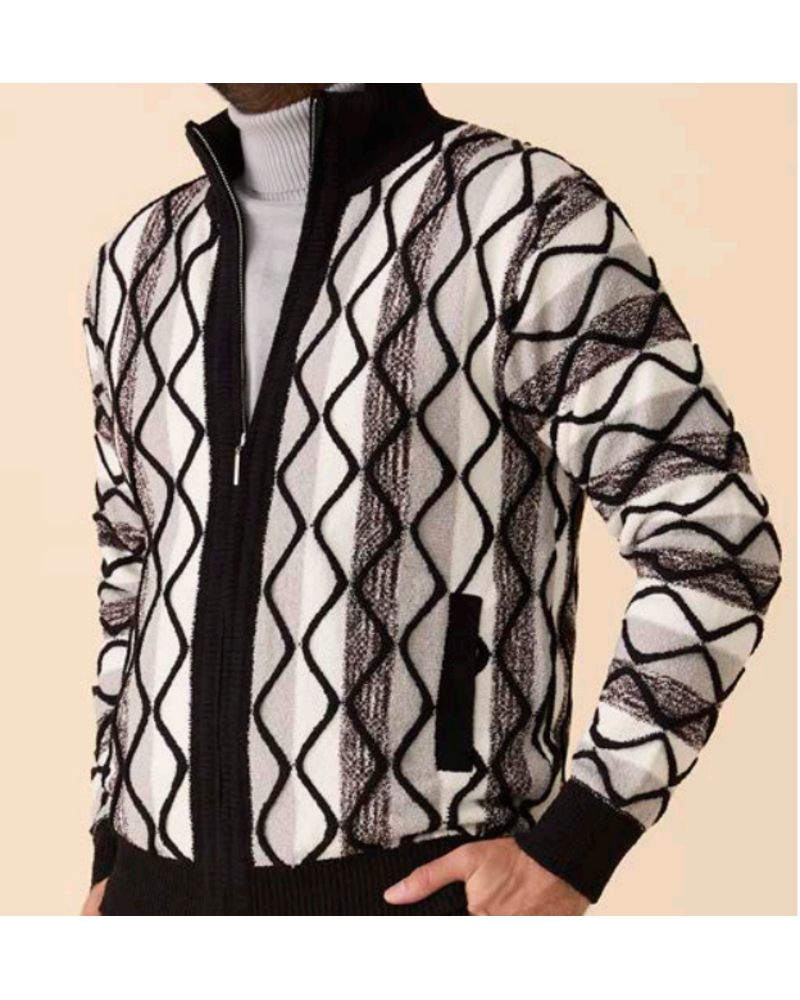 Inserch Inserch Boucle Graphic Full Zip Sweater