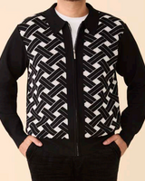 Inserch Inserch Geometric Full Zip Sweater