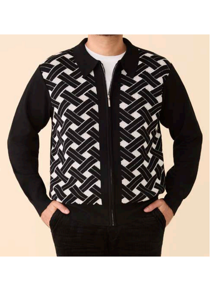 Inserch Inserch Geometric Full Zip Sweater