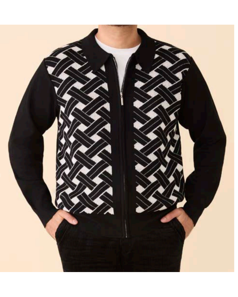Inserch Inserch Geometric Full Zip Sweater