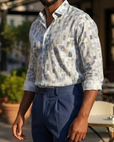 Johnny Q L/S Crinkle Printed Shirt