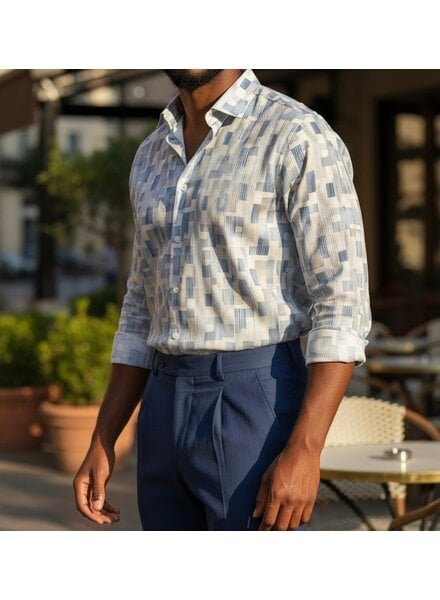 Johnny Q L/S Crinkle Printed Shirt