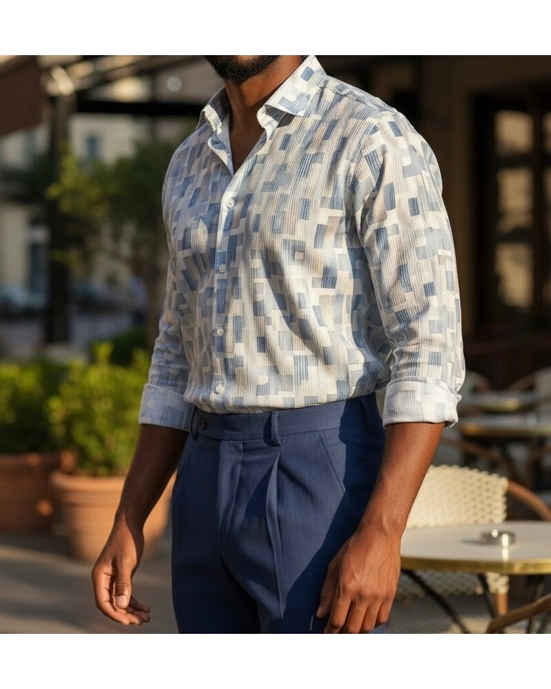 Johnny Q L/S Crinkle Printed Shirt