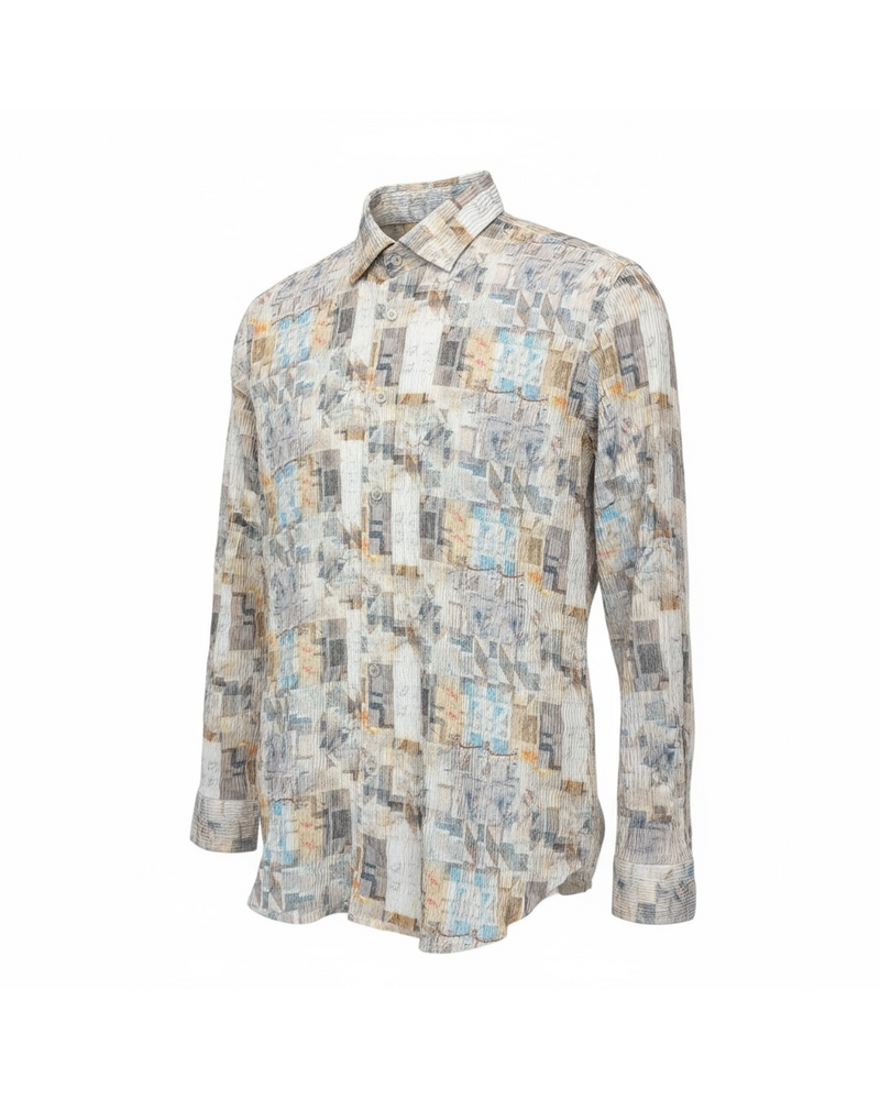 Johnny Q L/S Crinkle Printed Shirt