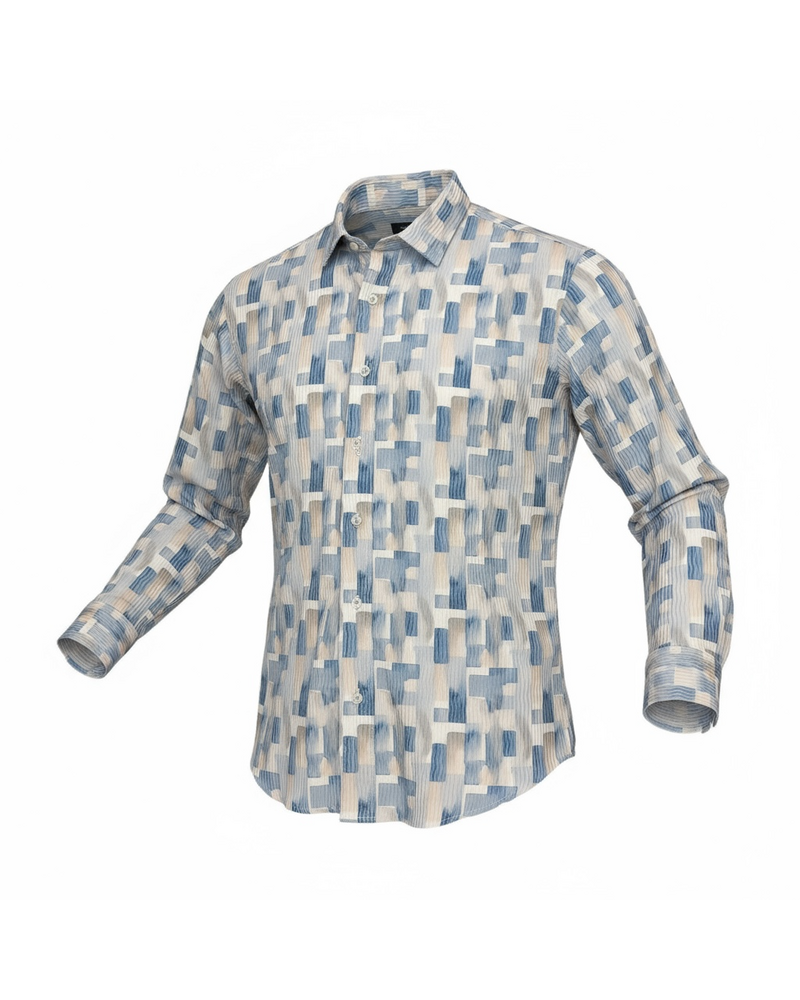 Johnny Q L/S Crinkle Printed Shirt