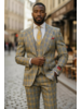 Mazari 2B Peak Lapel Plaid Vested Suit