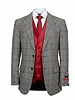Mazari 2B Peak Lapel Window Pane Solid Velvet Vest