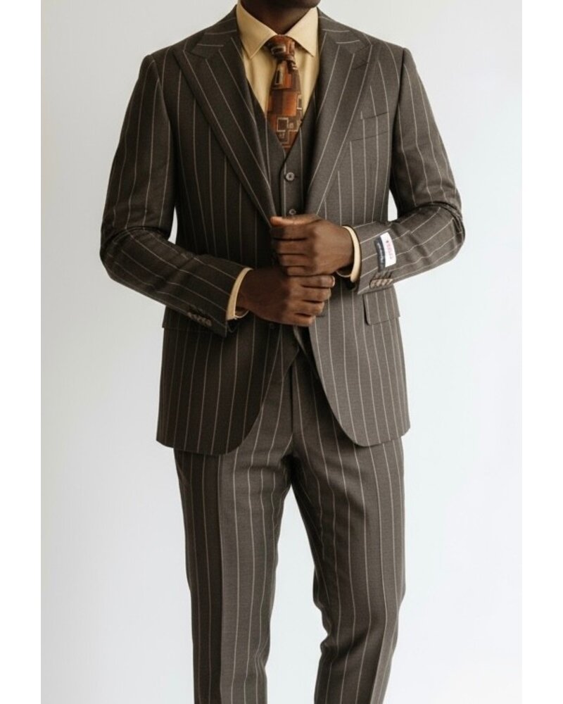 Tiglio Tiglio Wide Lapel Pinstripe Vested Suit