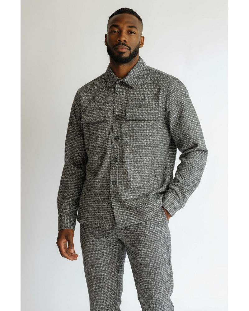 Lanzzino Lanzzino Geometric Wool Shirt & Pant Set