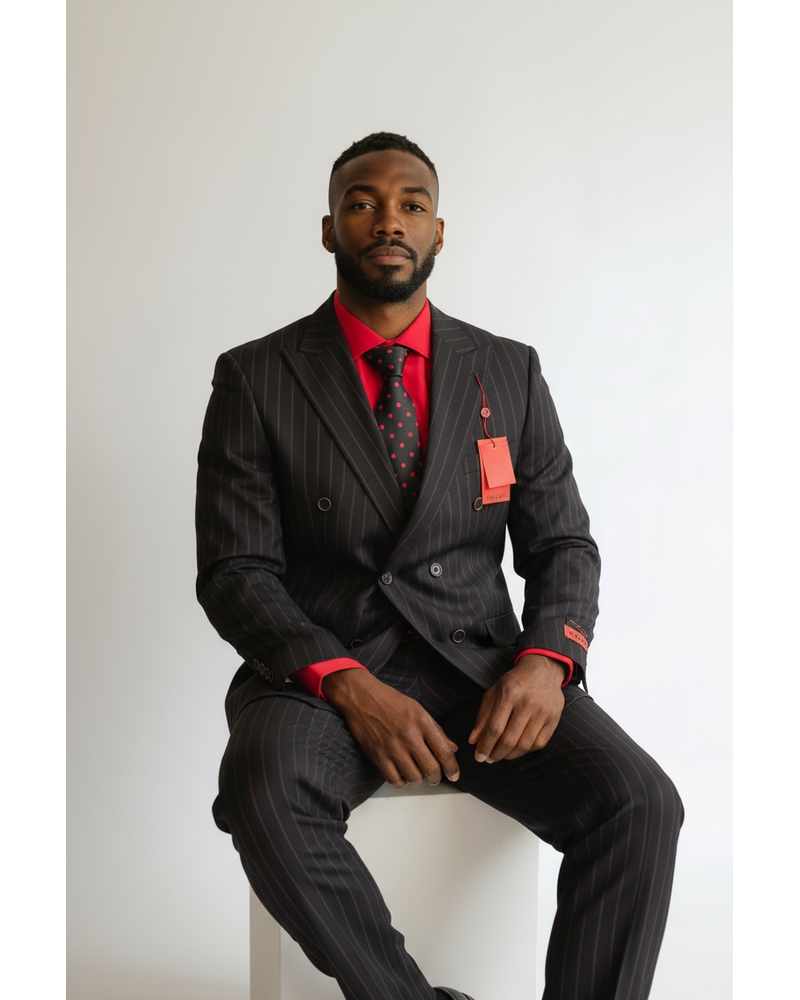 Mazari Double Breasted Pinstripe Suit