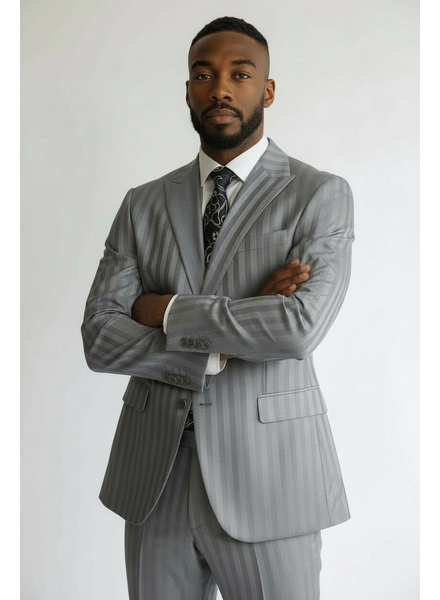 Mazari Peak Shadow Stripe Vested Suit