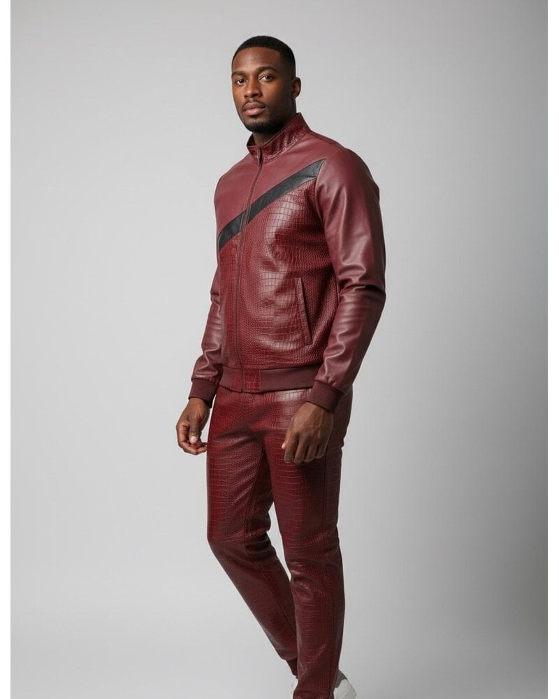 Stacy Adams SA Faux Leather Two Tone Jogger Set