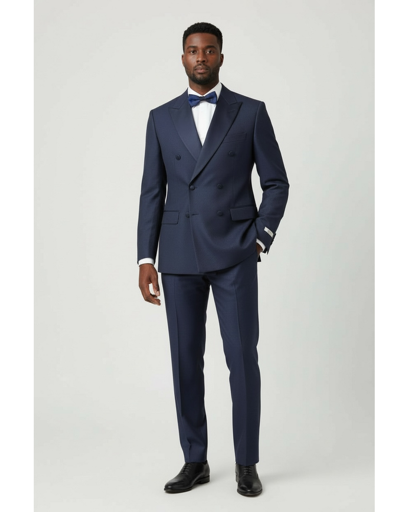 Vinci Double Breasted Tuxedo Suit W/Satin Stripe