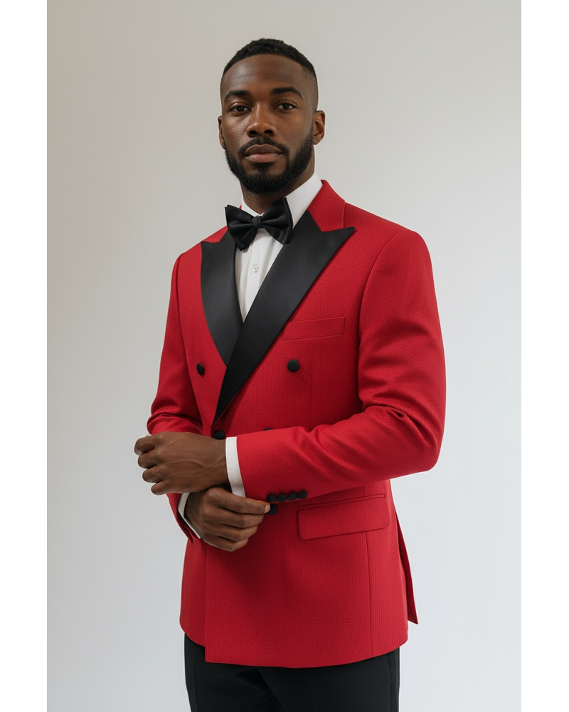 Vinci Double Breasted Tuxedo Suit W/Satin Stripe