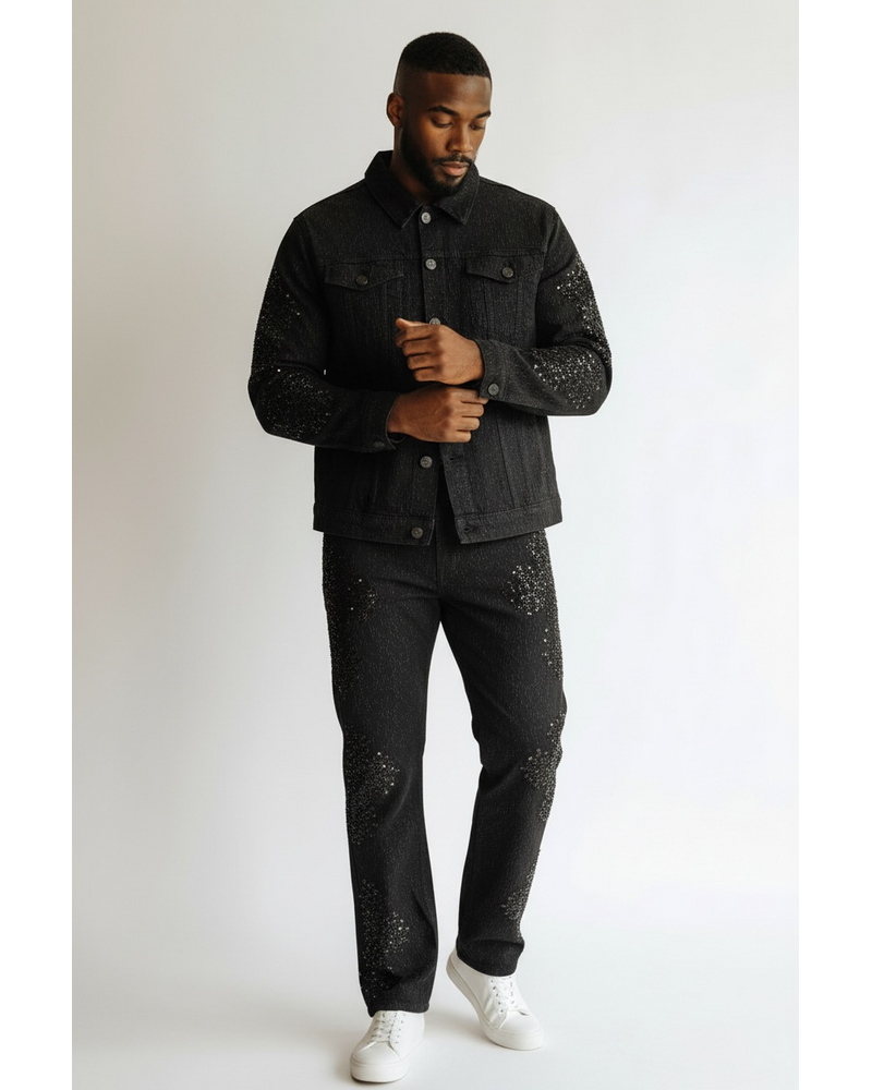 Barocco Sanctum Cross Stone Denim Jacket